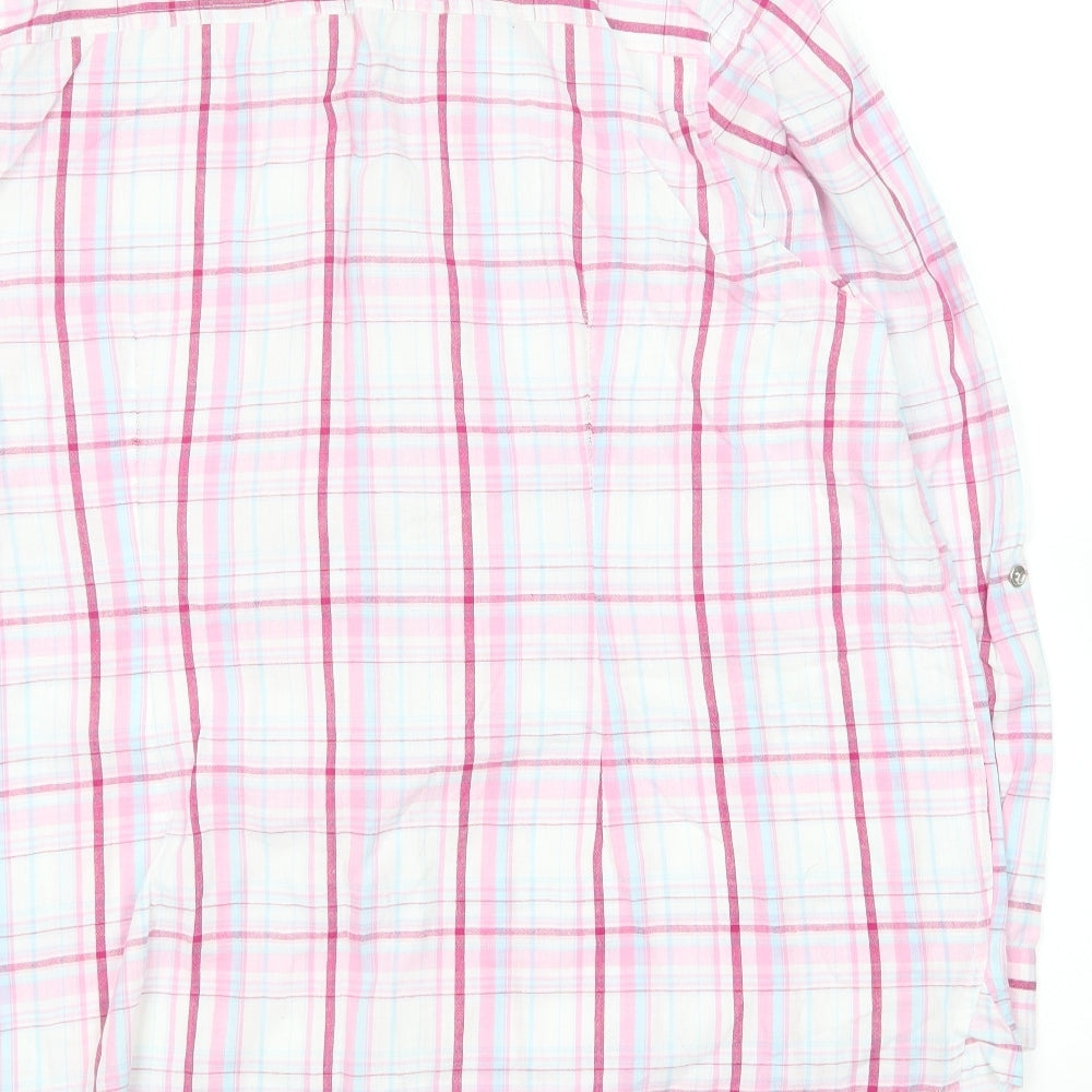 Yours Womens Pink Plaid Cotton Basic Button-Up Size 24 Collared