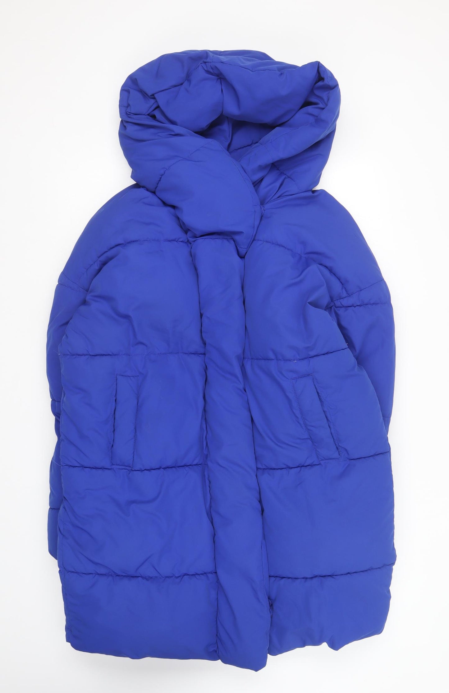 H&M Womens Blue Puffer Jacket Coat Size 6 Zip