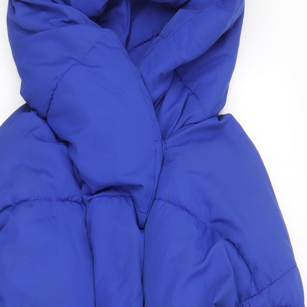 H&M Womens Blue Puffer Jacket Coat Size 6 Zip