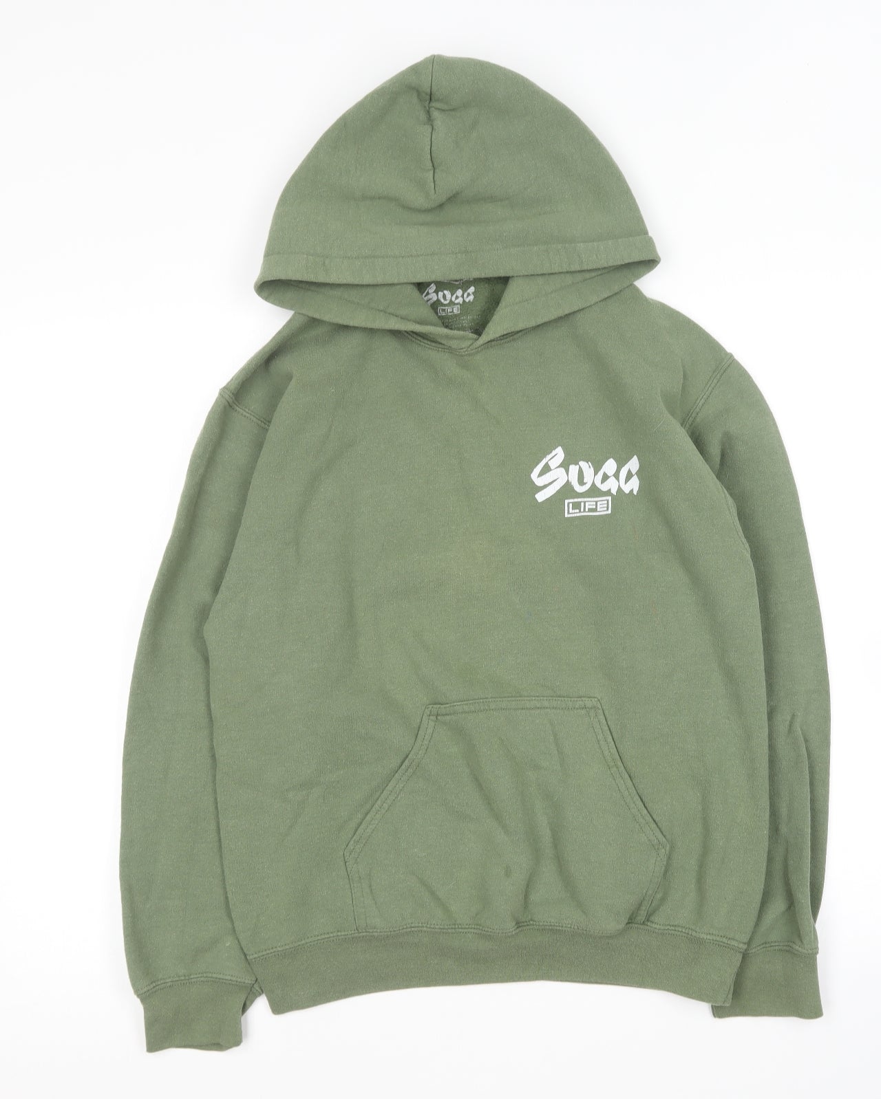 Sugg Life Mens Green Cotton Pullover Hoodie Size S