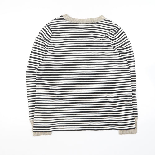 Debenhams Womens Black Round Neck Striped Viscose Pullover Jumper Size 12