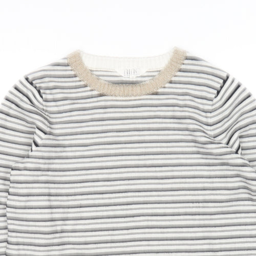 Debenhams Womens Black Round Neck Striped Viscose Pullover Jumper Size 12