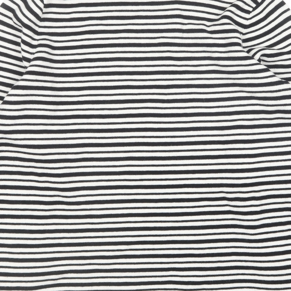 Debenhams Womens Black Round Neck Striped Viscose Pullover Jumper Size 12