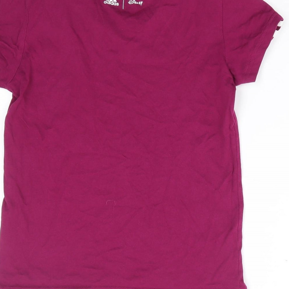 Adidias Girls Purple 100% Cotton Jersey T-Shirt Size 9-10 Years Round Neck Pullover - Disney Princess