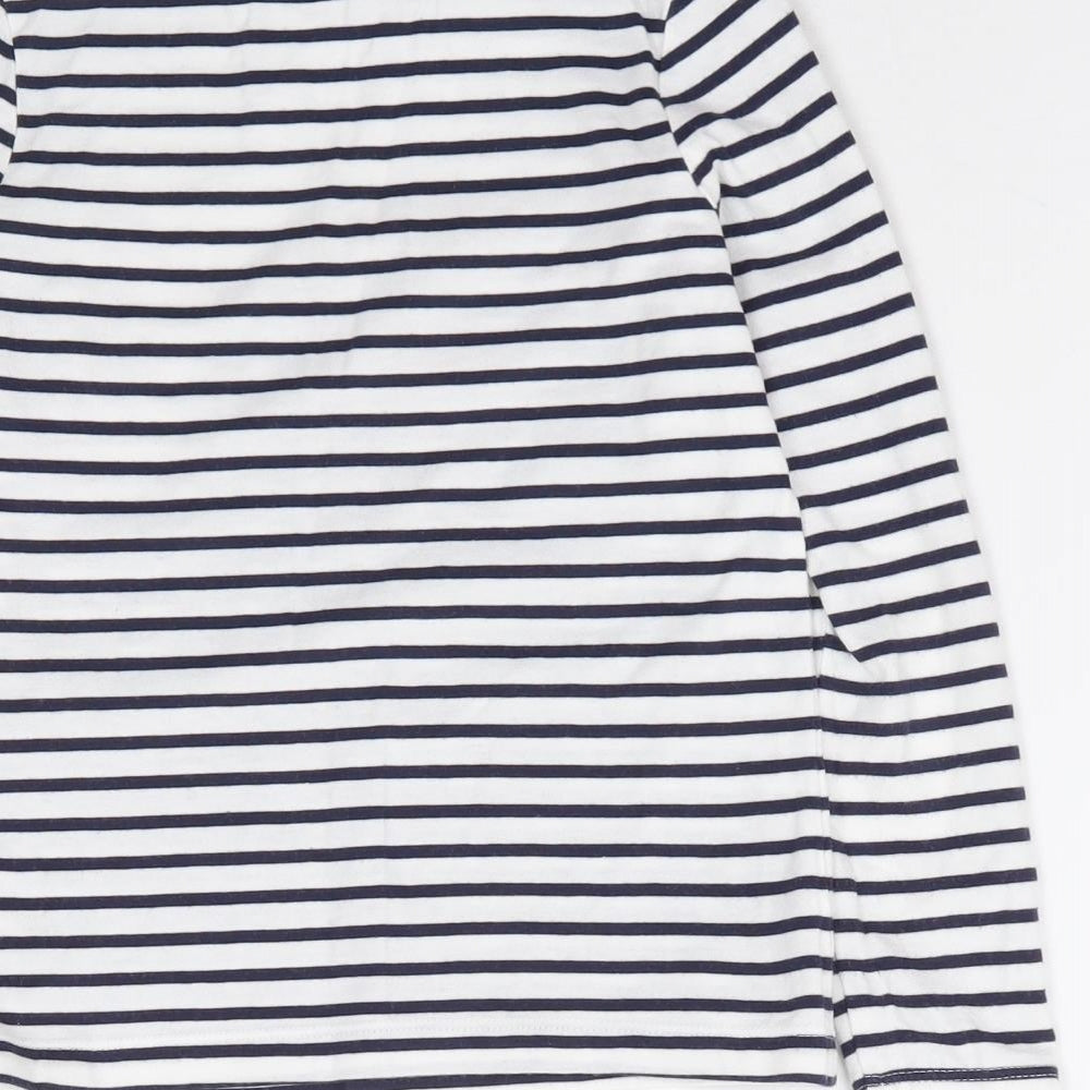 George Girls Blue Striped 100% Cotton Jersey T-Shirt Size 5-6 Years Round Neck Pullover