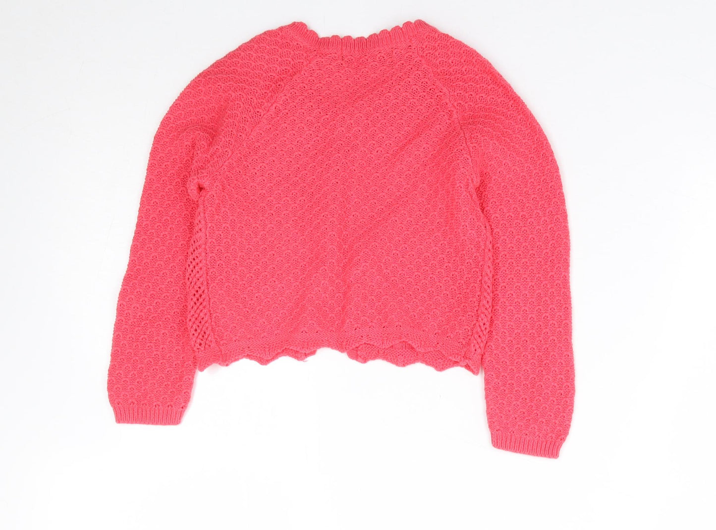 George Girls Pink Crew Neck Floral 100% Cotton Cardigan Jumper Size 3-4 Years Button