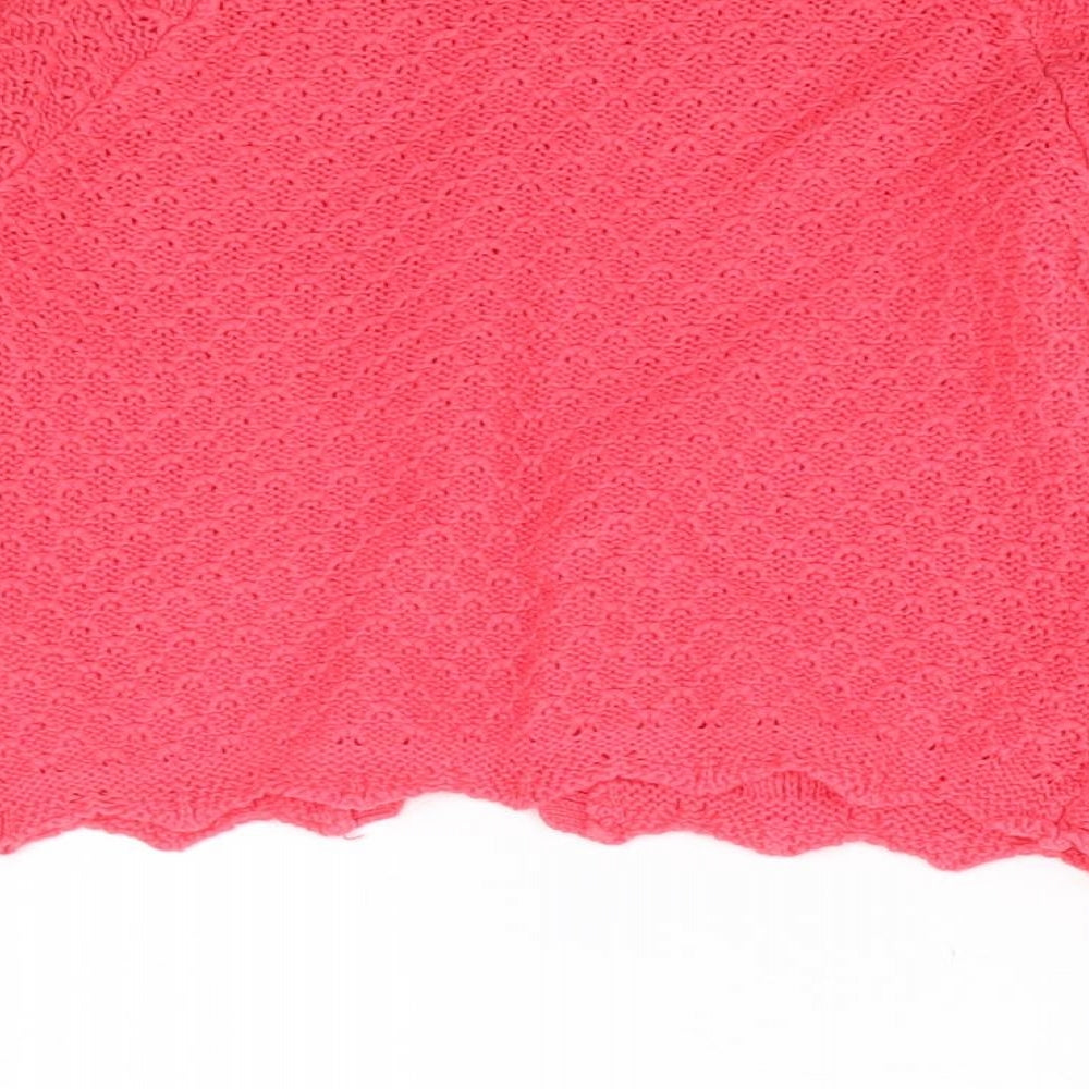 George Girls Pink Crew Neck Floral 100% Cotton Cardigan Jumper Size 3-4 Years Button