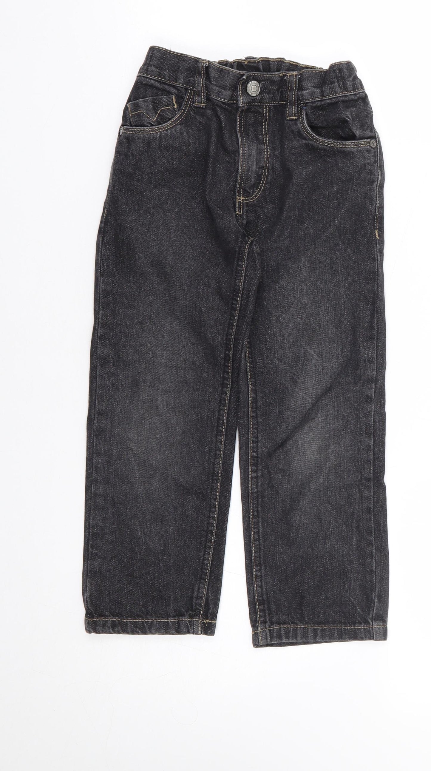 TU Boys Black 100% Cotton Straight Jeans Size 5 Years Regular Zip