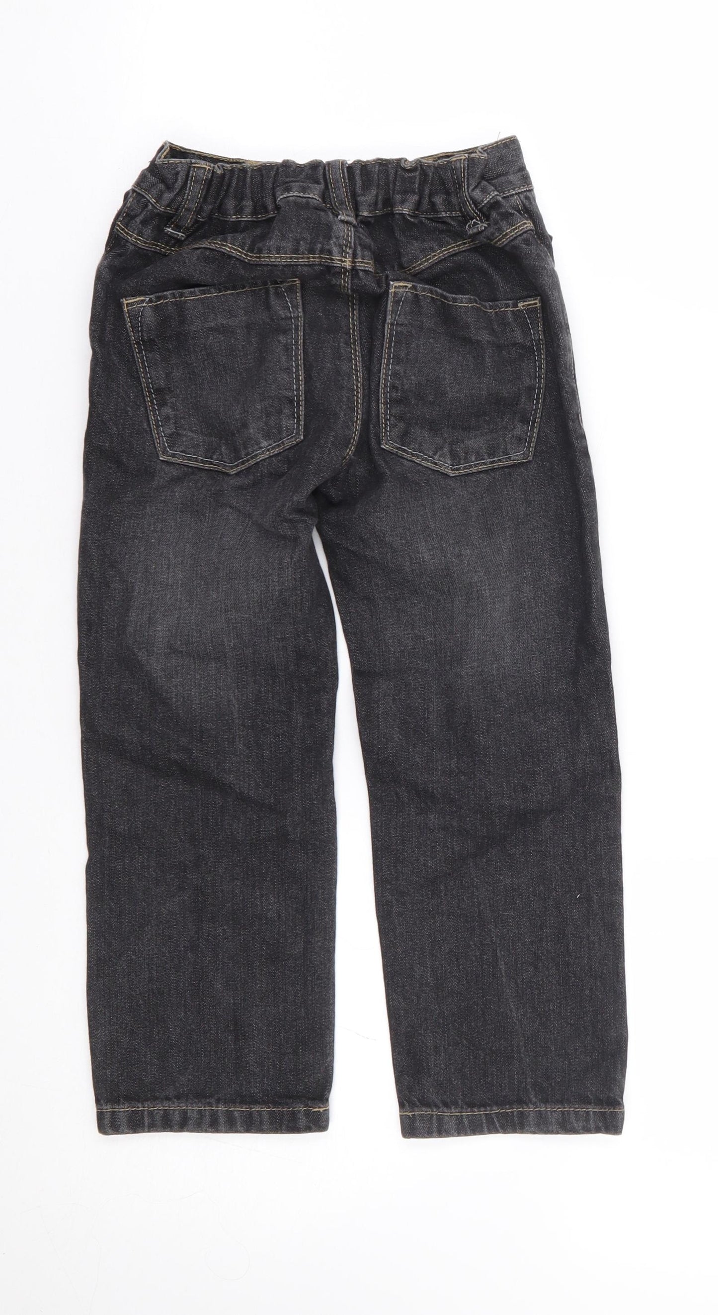 TU Boys Black 100% Cotton Straight Jeans Size 5 Years Regular Zip