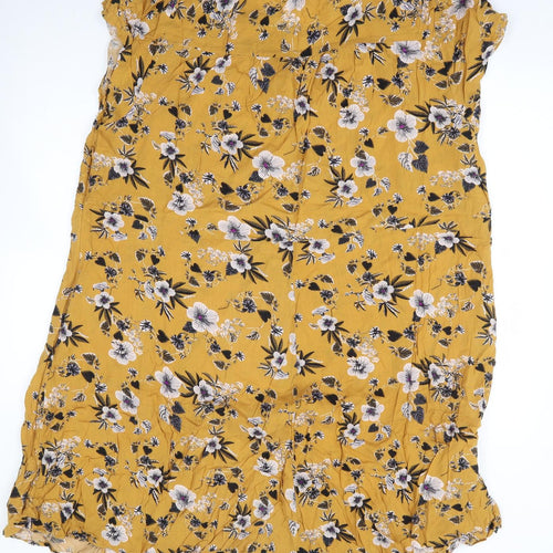 Joe Browns Womens Yellow Floral Polyester A-Line Size XL Round Neck Zip