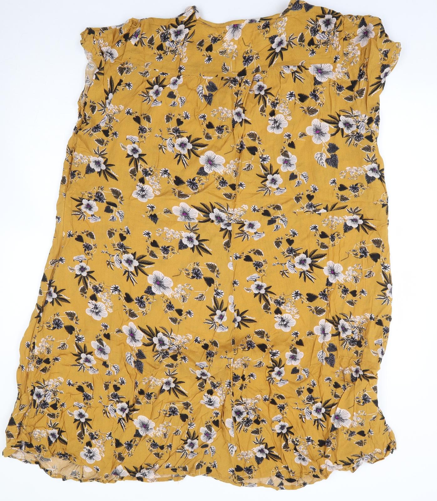 Joe Browns Womens Yellow Floral Polyester A-Line Size XL Round Neck Zip