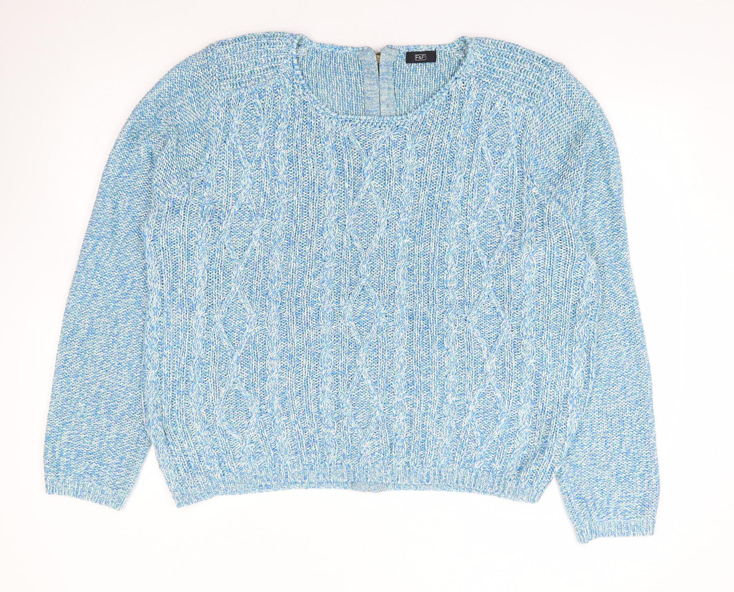 F&F Womens Blue Round Neck Acrylic Pullover Jumper Size 20