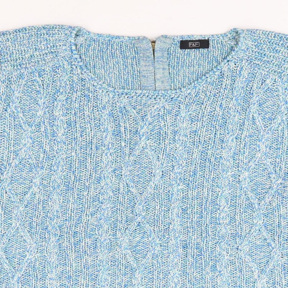 F&F Womens Blue Round Neck Acrylic Pullover Jumper Size 20