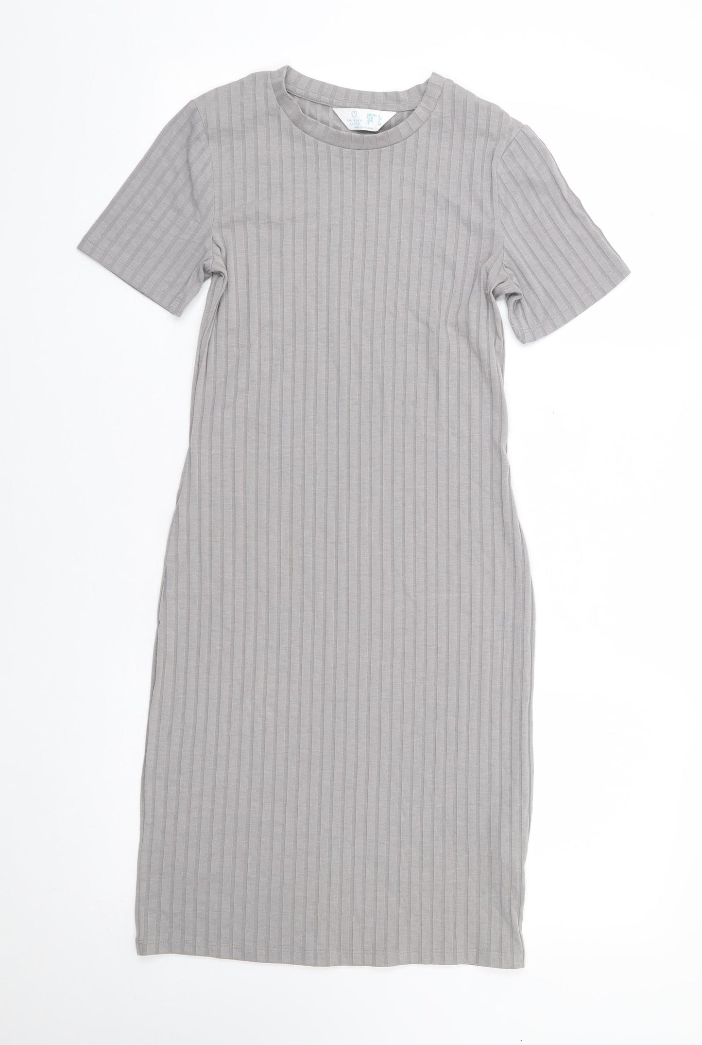 Primark Womens Grey Polyester T-Shirt Dress Size 8 Round Neck Pullover
