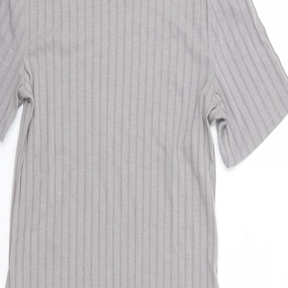 Primark Womens Grey Polyester T-Shirt Dress Size 8 Round Neck Pullover