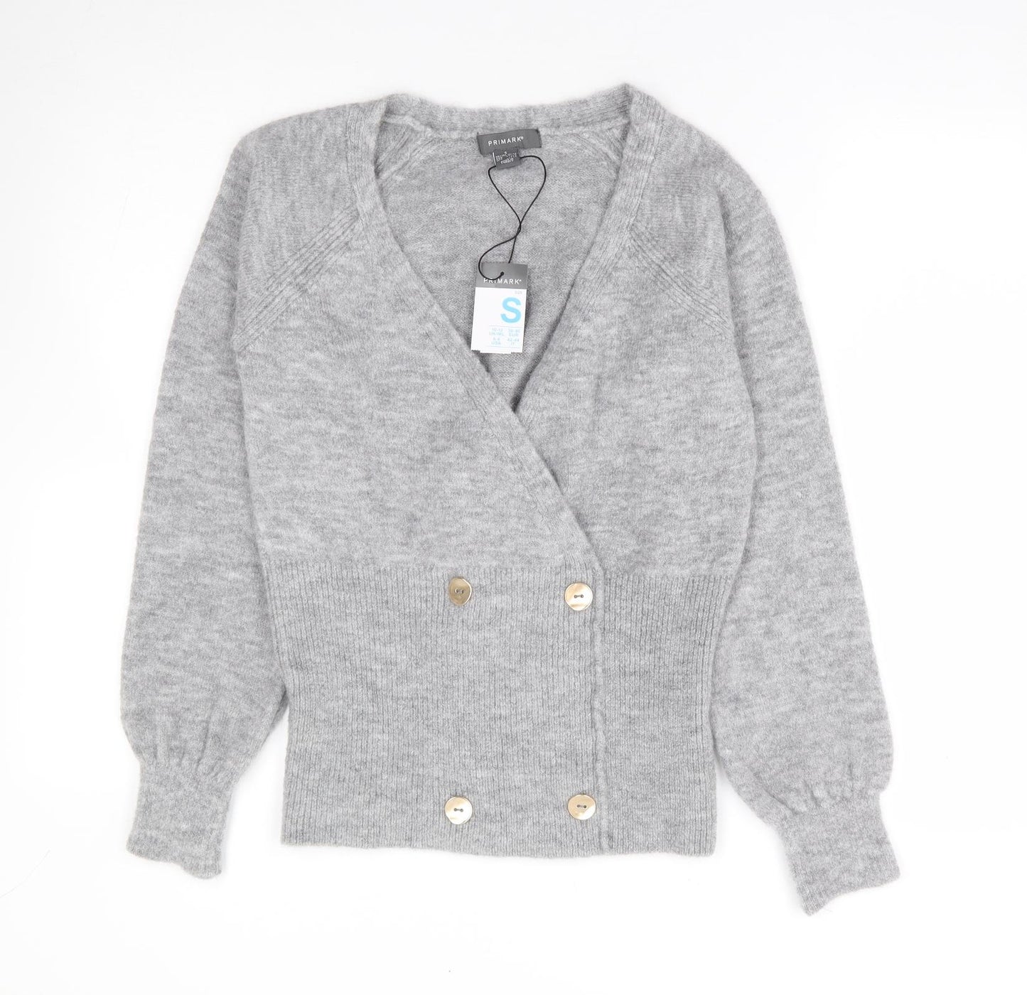 Primark Womens Grey V-Neck Modacrylic Pullover Jumper Size 10