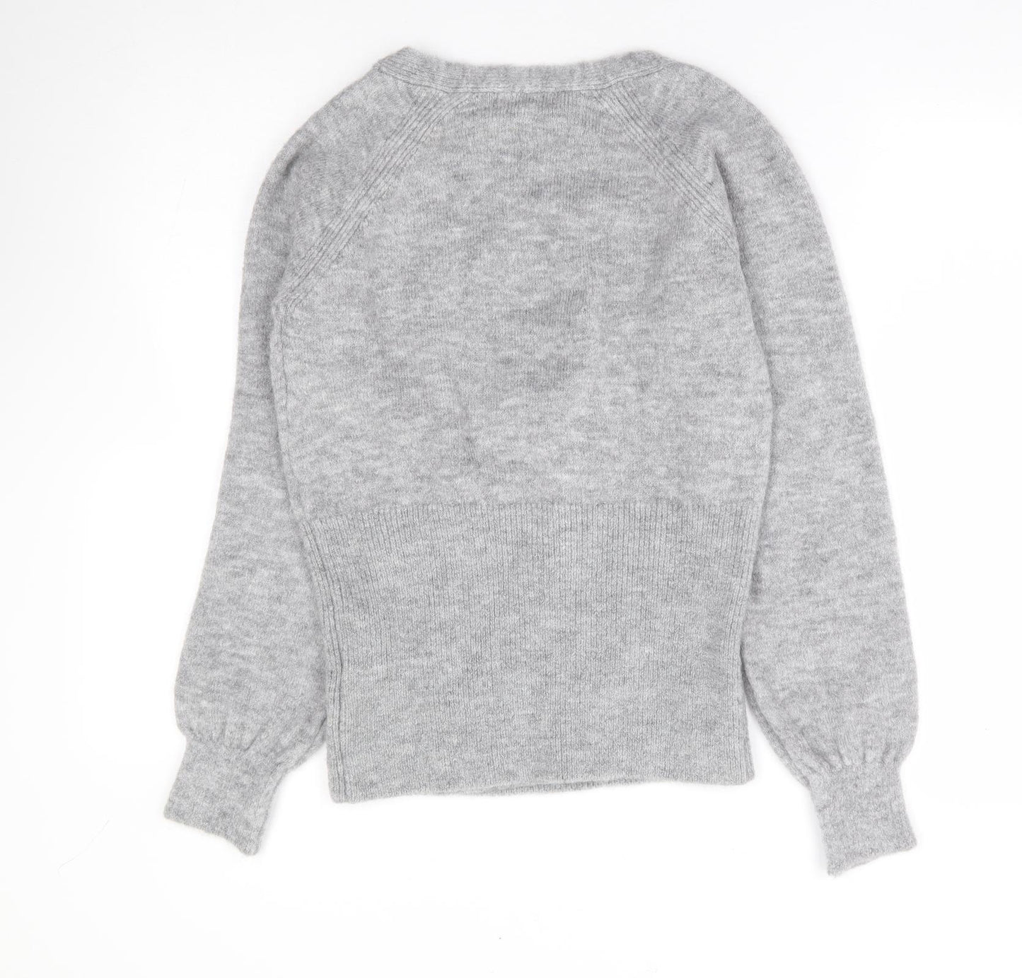 Primark Womens Grey V-Neck Modacrylic Pullover Jumper Size 10
