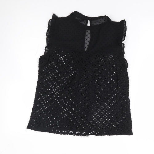 F&F Womens Black Polyester Jersey Blouse Size 10 Crew Neck