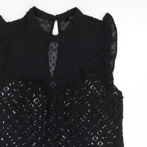 F&F Womens Black Polyester Jersey Blouse Size 10 Crew Neck