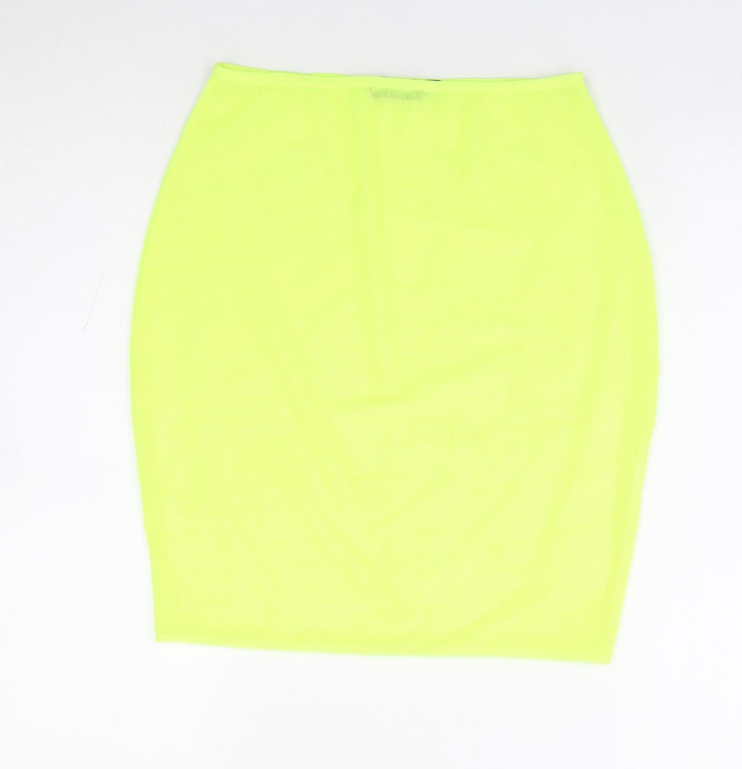 PRETTYLITTLETHING Womens Yellow Polyester A-Line Skirt Size 12 - Neon