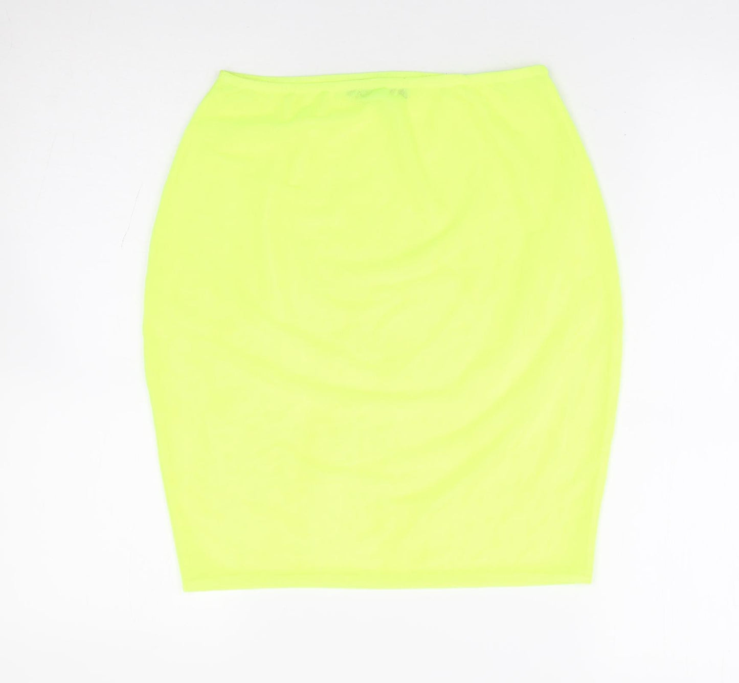 PRETTYLITTLETHING Womens Yellow Polyester A-Line Skirt Size 12 - Neon