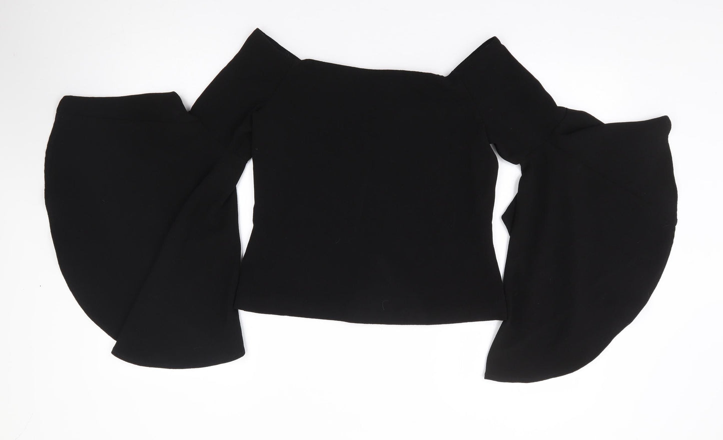 New Look Womens Black Polyester Jersey Blouse Size 10 Off the Shoulder