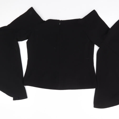 New Look Womens Black Polyester Jersey Blouse Size 10 Off the Shoulder