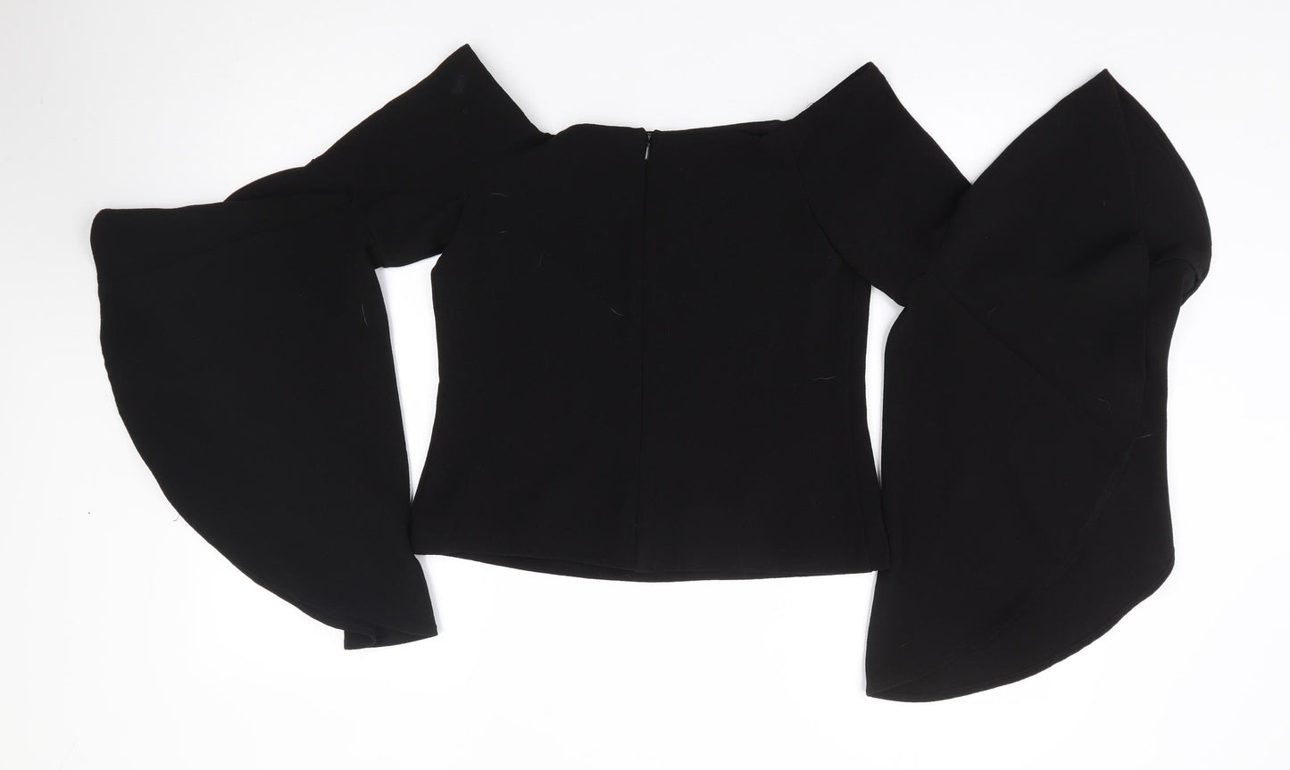 New Look Womens Black Polyester Jersey Blouse Size 10 Off the Shoulder