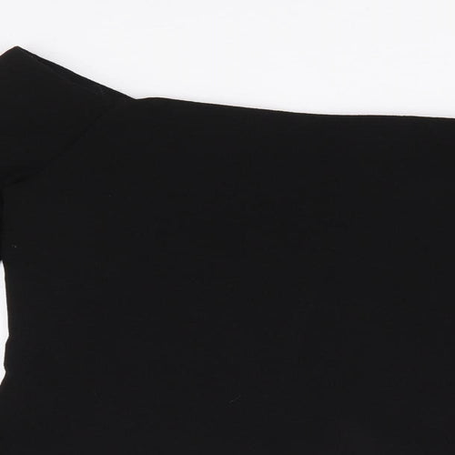 New Look Womens Black Polyester Jersey Blouse Size 10 Off the Shoulder
