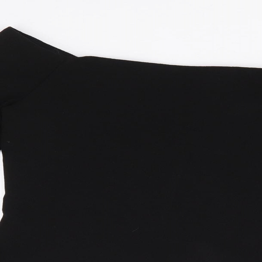 New Look Womens Black Polyester Jersey Blouse Size 10 Off the Shoulder