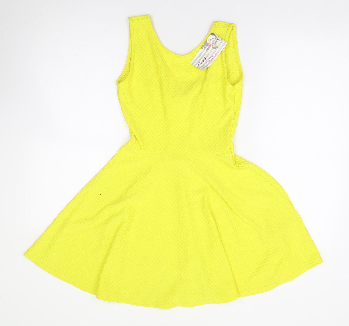 Cameo Rose Womens Yellow Polyester Skater Dress Size 10 Round Neck Pullover