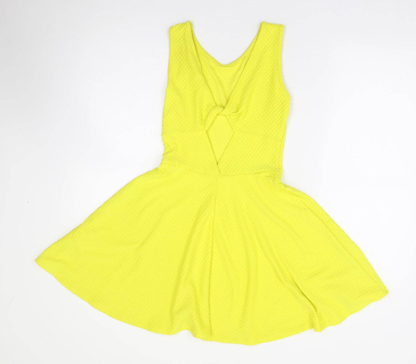 Cameo Rose Womens Yellow Polyester Skater Dress Size 10 Round Neck Pullover