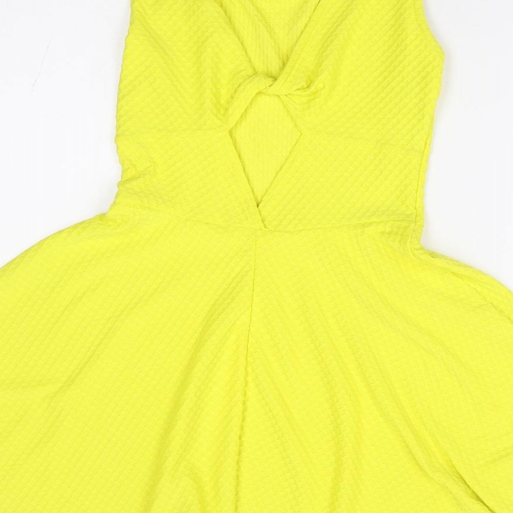 Cameo Rose Womens Yellow Polyester Skater Dress Size 10 Round Neck Pullover