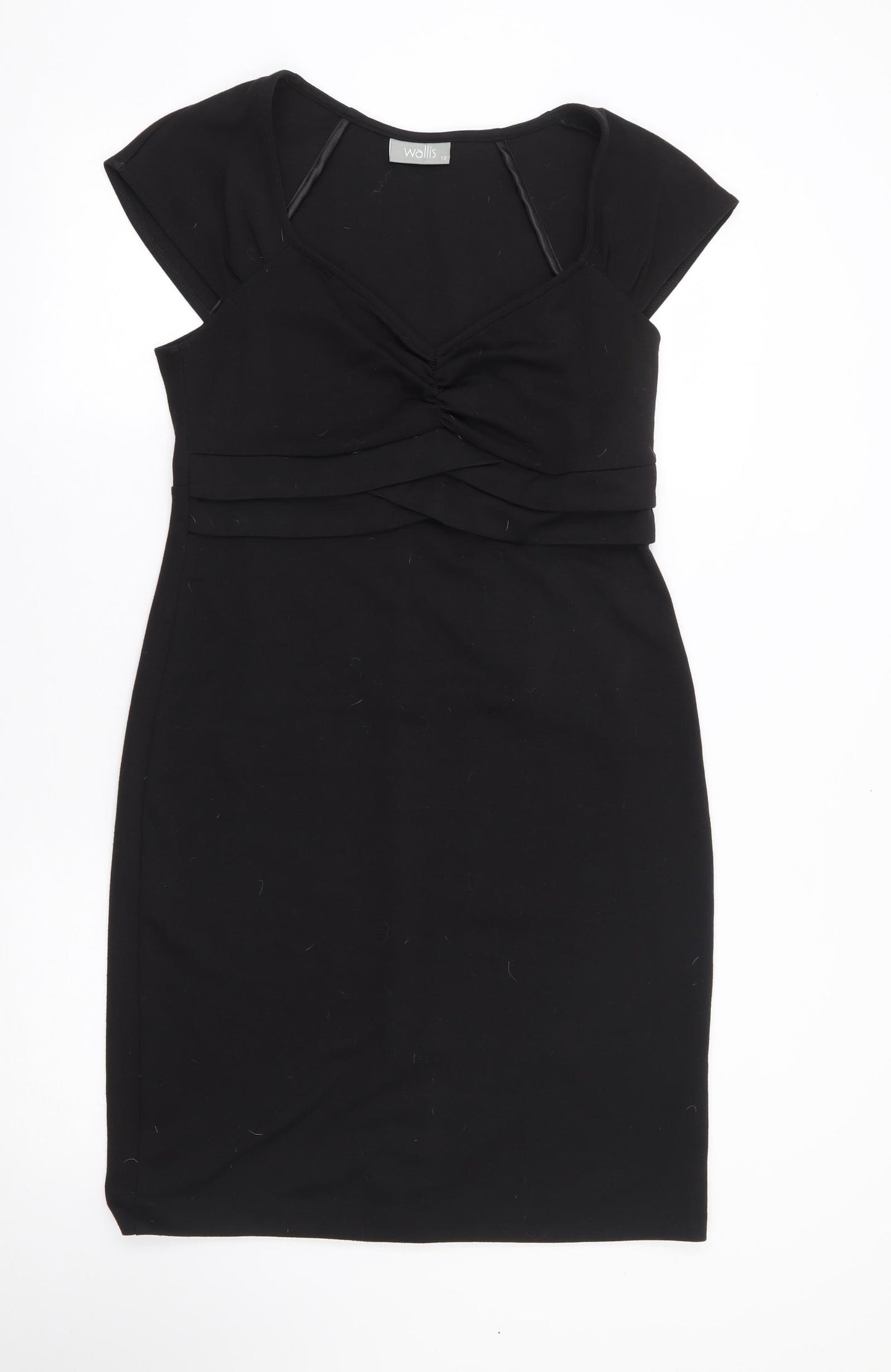 Wallis Womens Black Polyester Pencil Dress Size 12 Sweetheart Zip