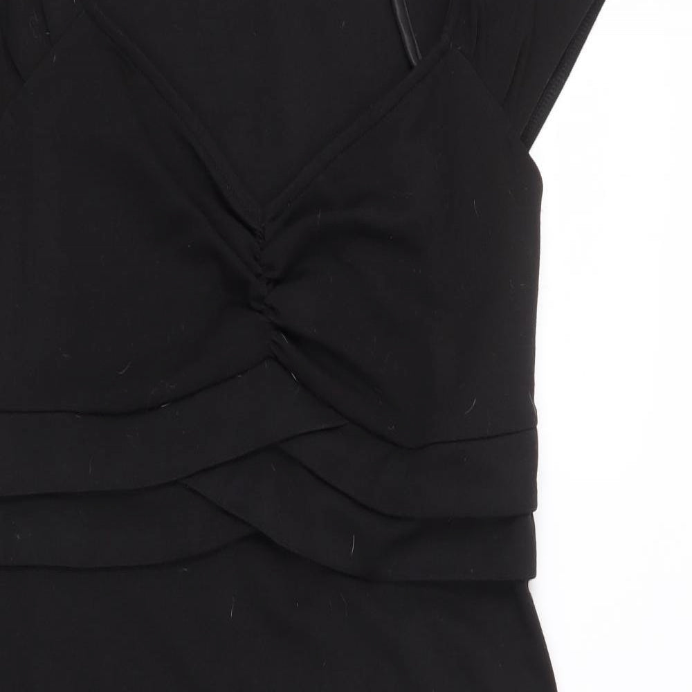 Wallis Womens Black Polyester Pencil Dress Size 12 Sweetheart Zip