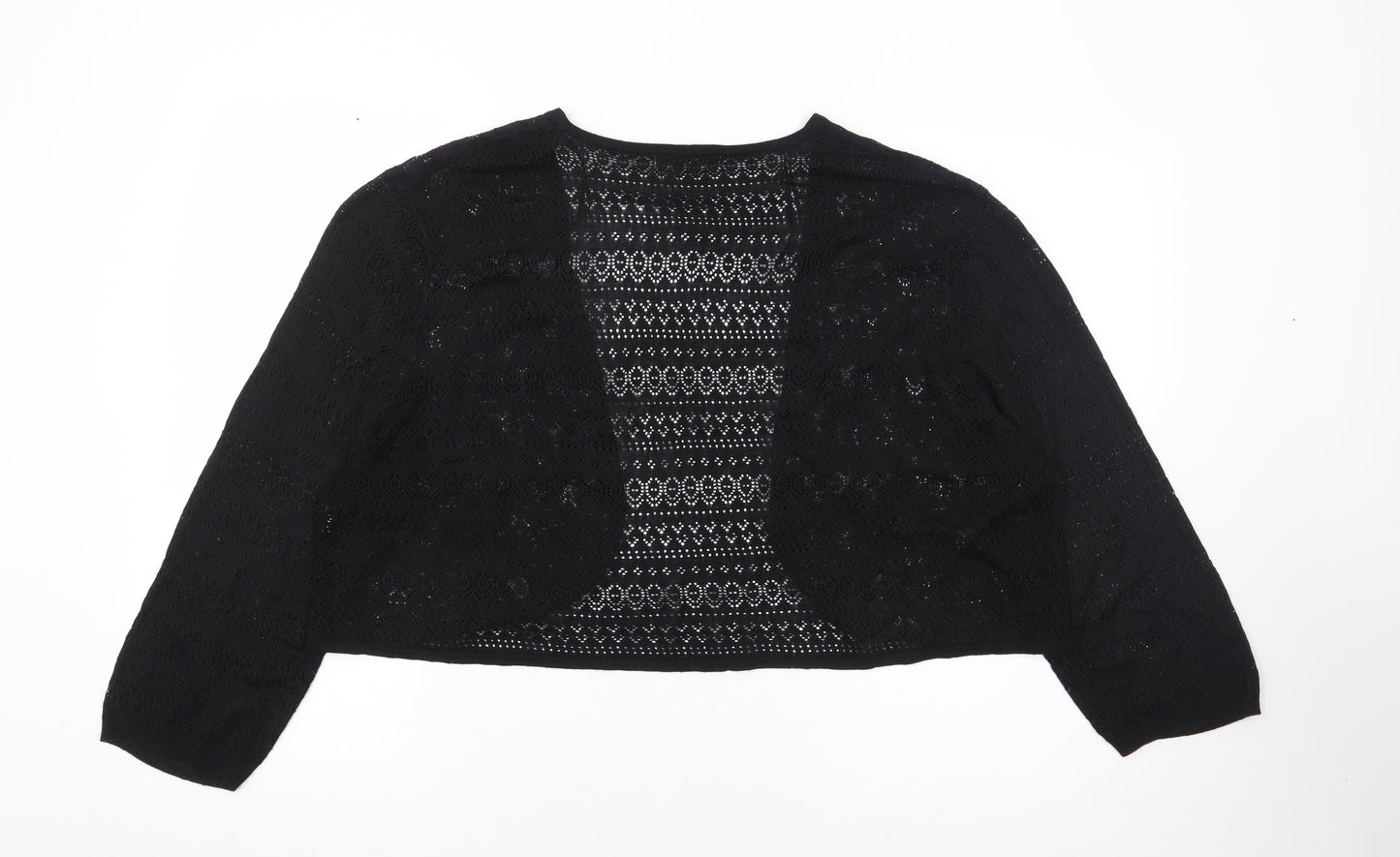 Peacocks Womens Black V-Neck Polyester Shrug Jumper Size XL