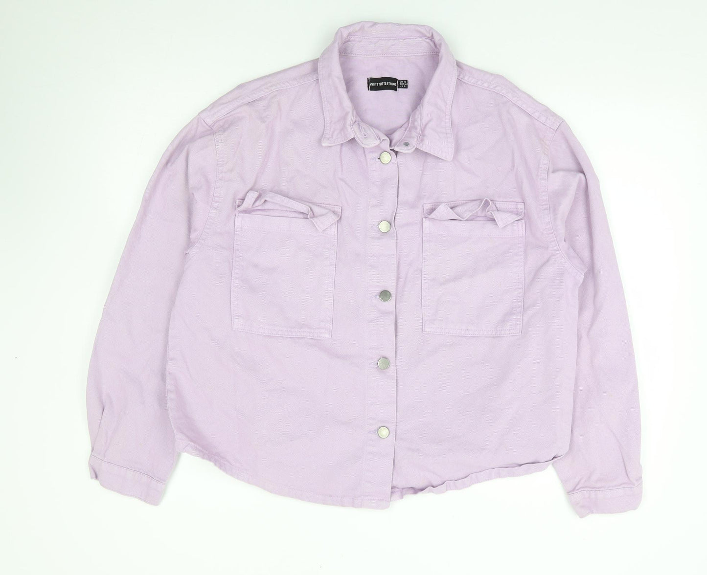 Pretty Little Thing Womens Purple Jacket Size 12 Button - Shacket