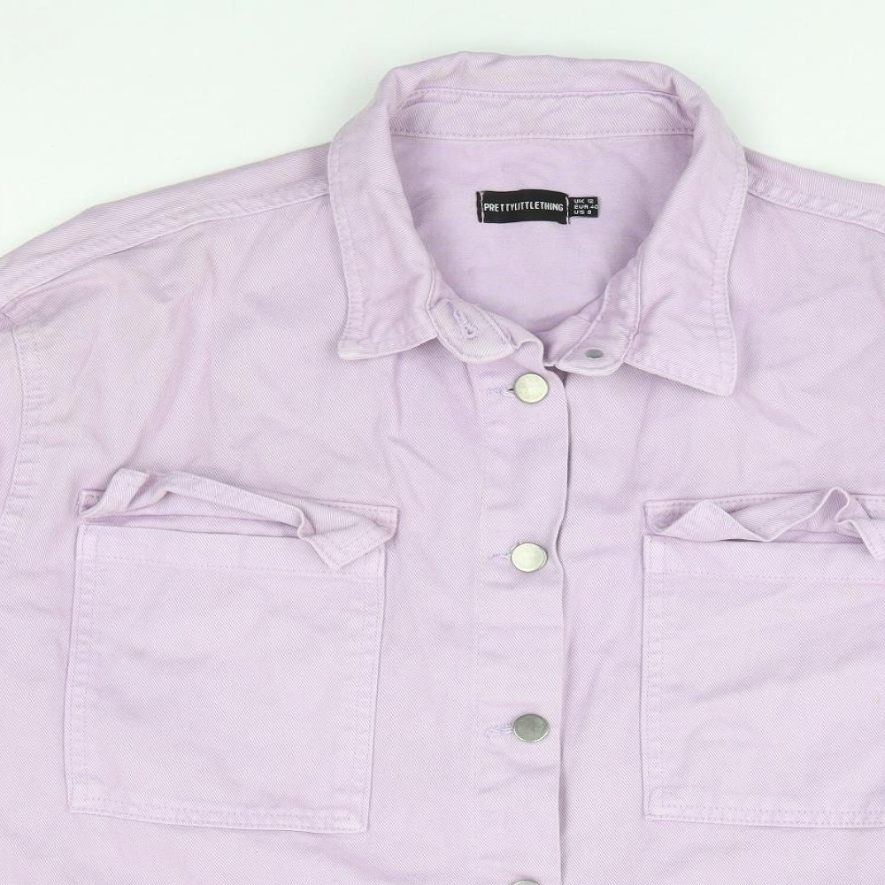Pretty Little Thing Womens Purple Jacket Size 12 Button - Shacket