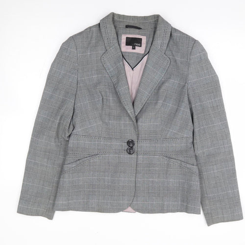 NEXT Womens Grey Check Polyester Jacket Suit Jacket Size 12