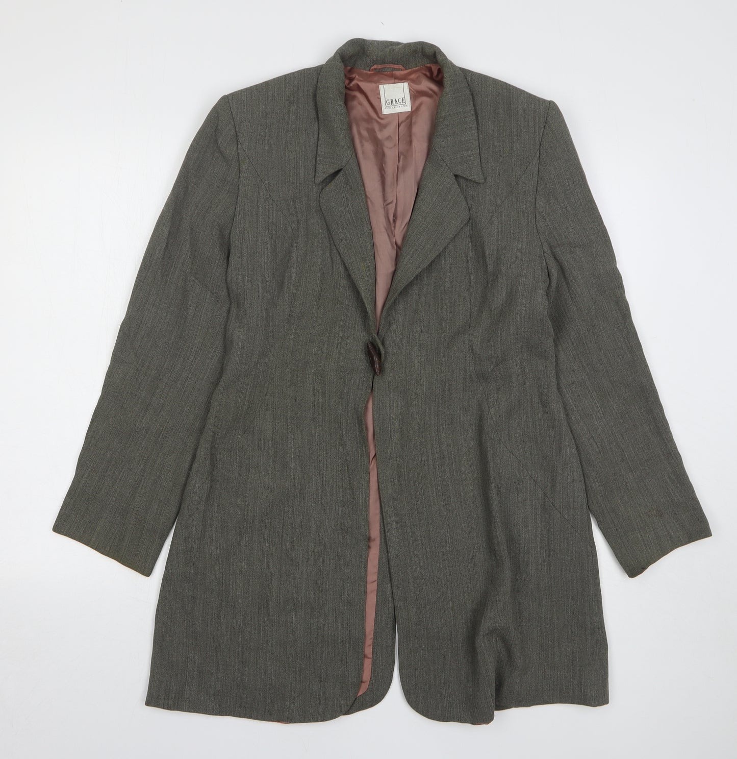 Grace Womens Grey Wool Jacket Suit Jacket Size 12