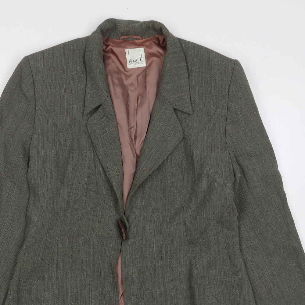 Grace Womens Grey Wool Jacket Suit Jacket Size 12