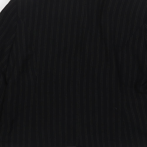 Klass Womens Black Striped Polyester Jacket Blazer Size 14