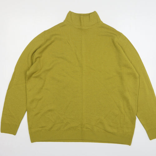 Marks and Spencer Womens Green High Neck Wool Pullover Jumper Size 22