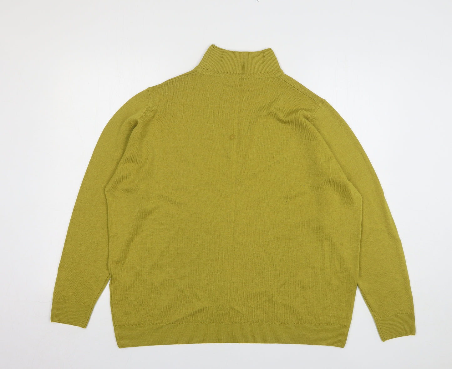 Marks and Spencer Womens Green High Neck Wool Pullover Jumper Size 22