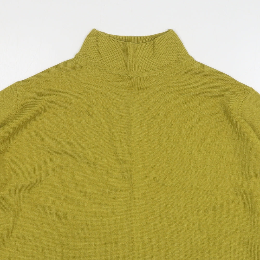 Marks and Spencer Womens Green High Neck Wool Pullover Jumper Size 22