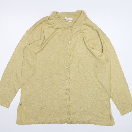 essence Womens Gold Collared Viscose Cardigan Jumper Size 16