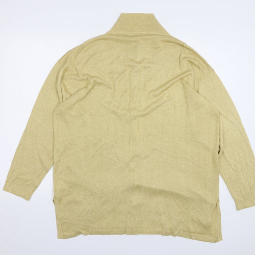 essence Womens Gold Collared Viscose Cardigan Jumper Size 16