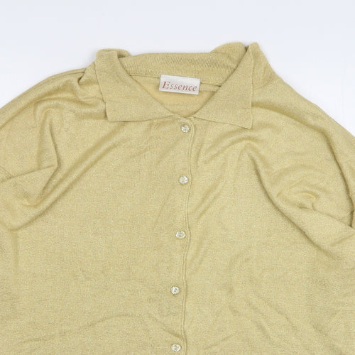 essence Womens Gold Collared Viscose Cardigan Jumper Size 16
