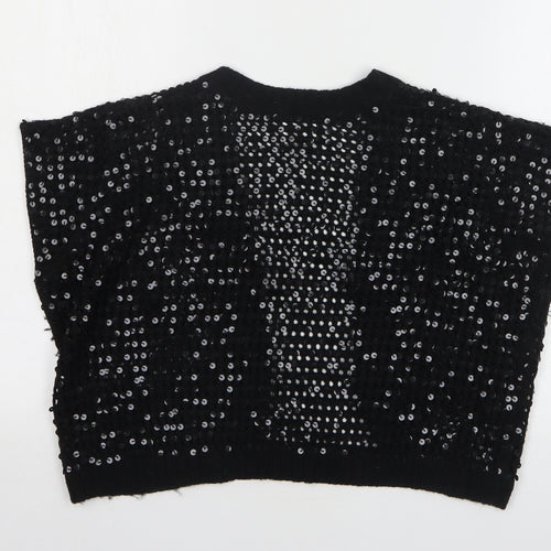 Classics Womens Black V-Neck Acrylic Shrug Jumper Size 16