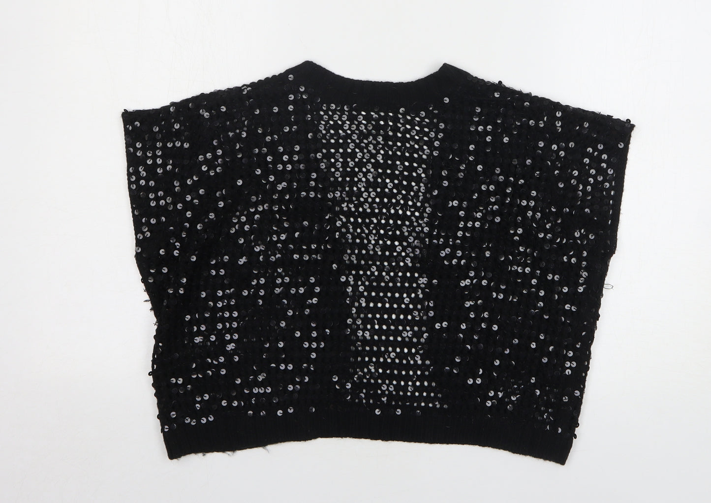 Classics Womens Black V-Neck Acrylic Shrug Jumper Size 16